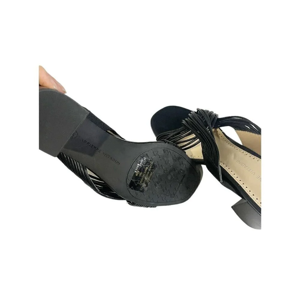 Adrienne Vittadini Annalee Sandals Sz‎ 8.5 Black Slip On Open Toe Block Heel